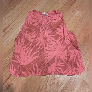 GAP Coral Tropical Print Linen Sleeveless Blouseh Women's Size Small